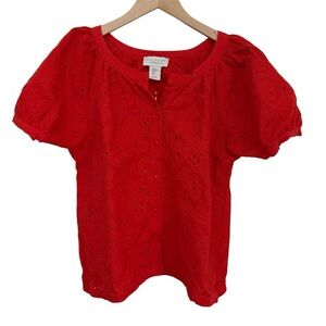 Calypso St. Barth Red Eyelet Blouse